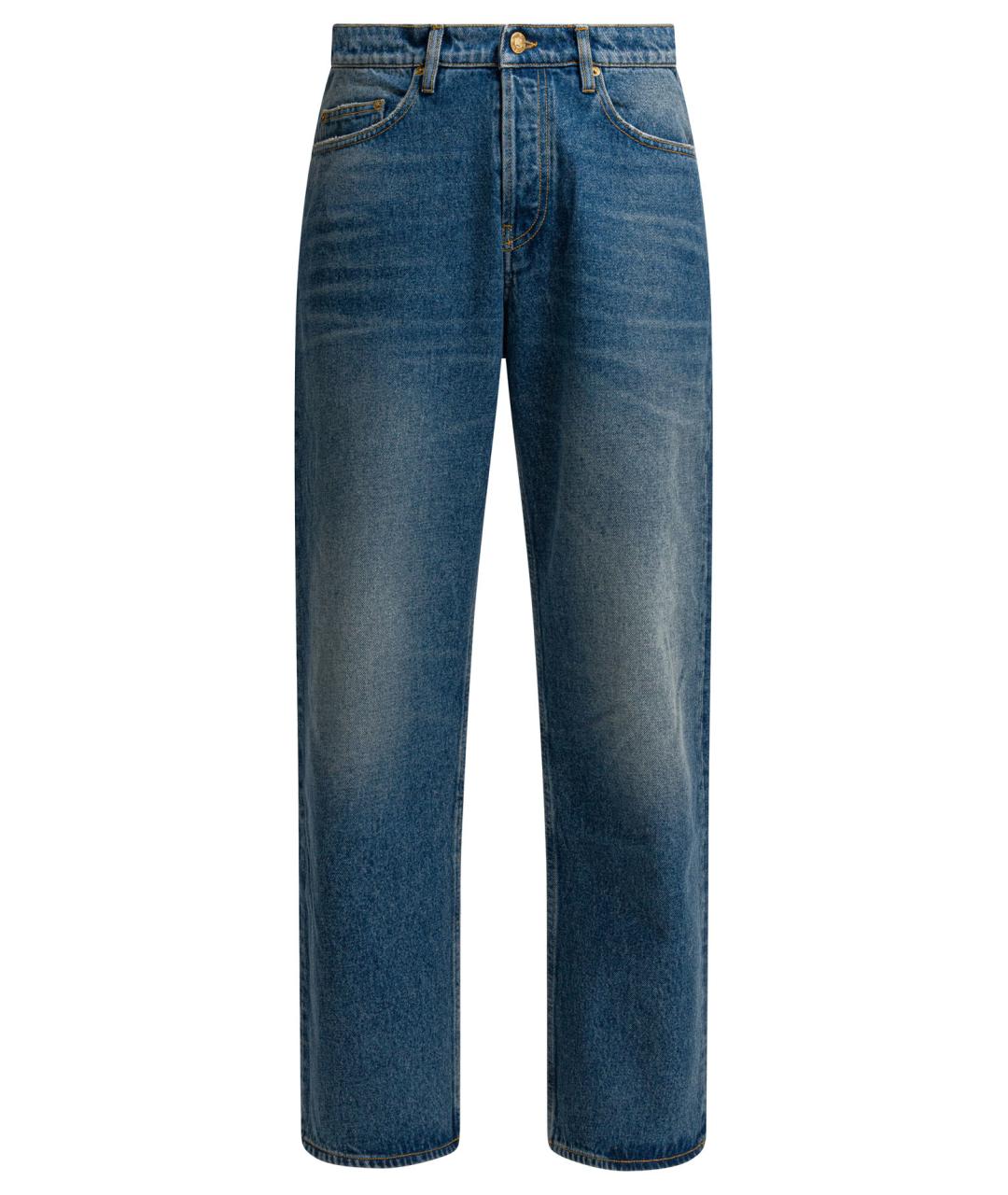 GOLDEN GOOSE DELUXE BRAND Синие хлопковые прямые джинсы, фото 1