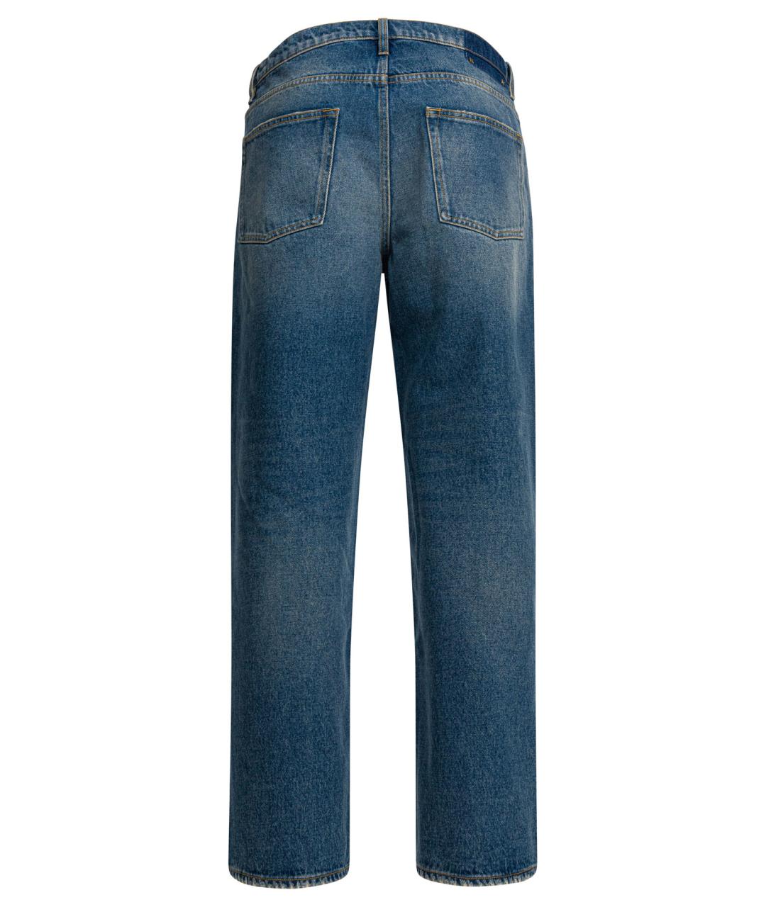 GOLDEN GOOSE DELUXE BRAND Синие хлопковые прямые джинсы, фото 2