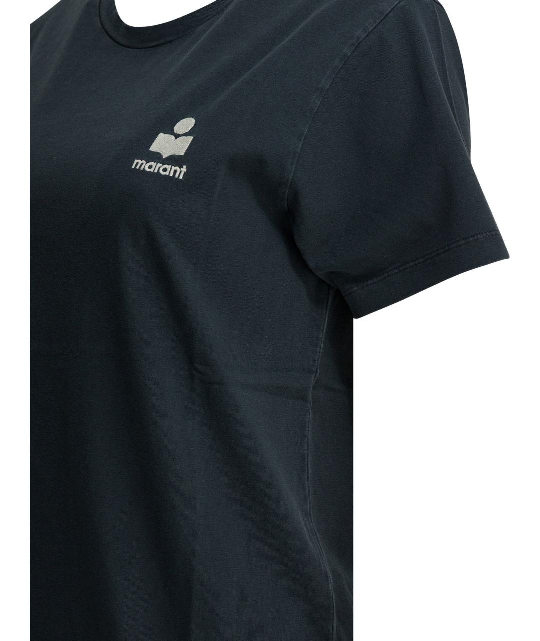 ISABEL MARANT Темно-синяя хлопковая футболка, фото 4