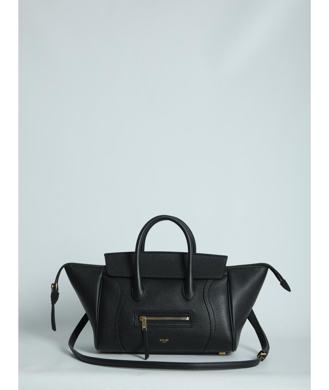 CELINE Черная кожаная сумка тоут, фото 5