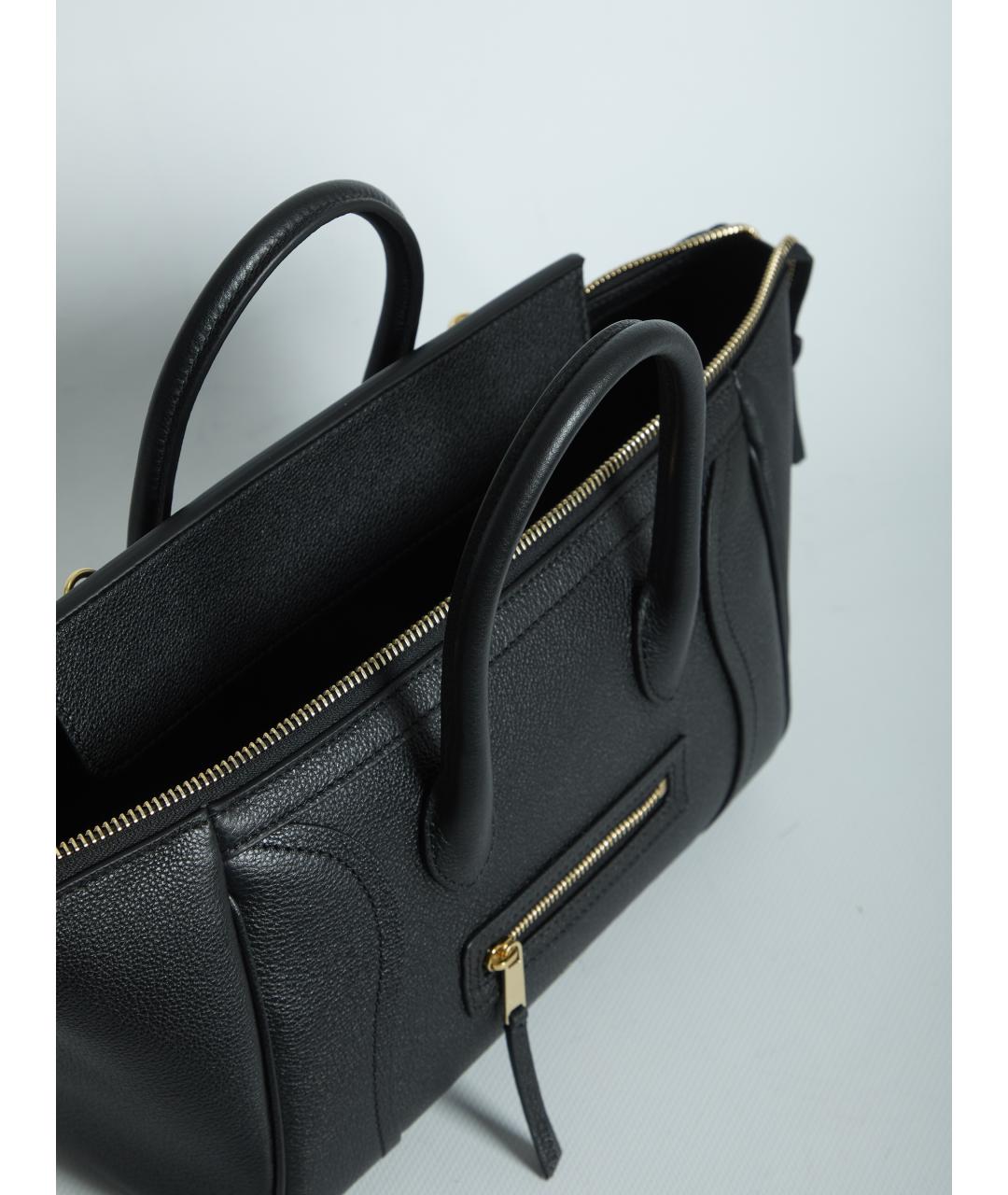 CELINE Черная кожаная сумка тоут, фото 4