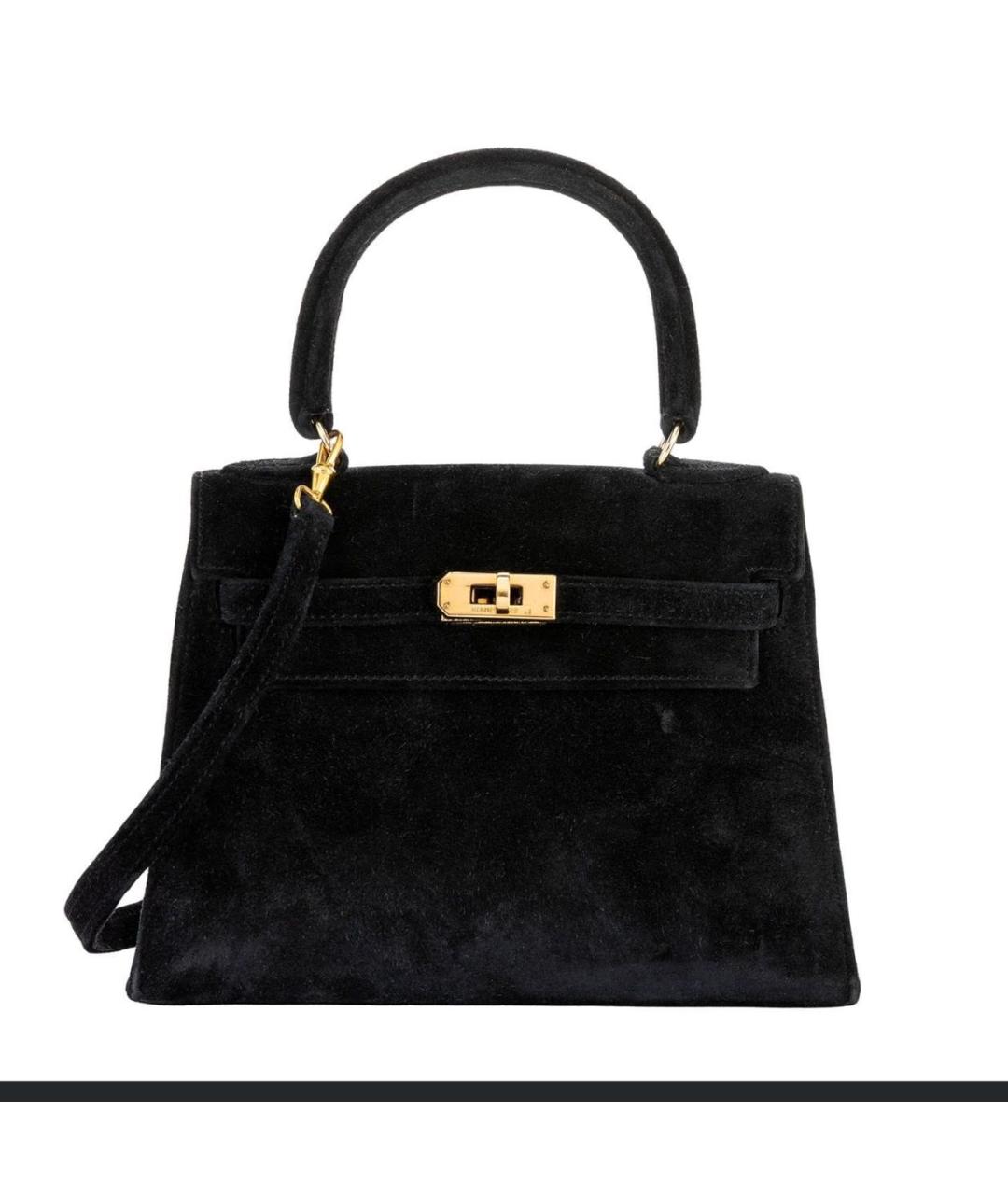 HERMES Черная замшевая сумка через плечо, фото 5