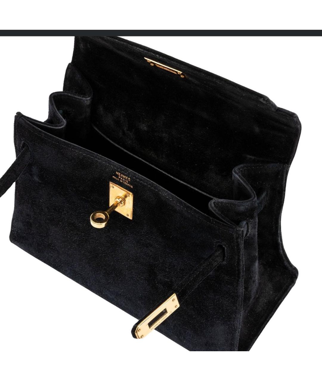 HERMES Черная замшевая сумка через плечо, фото 2