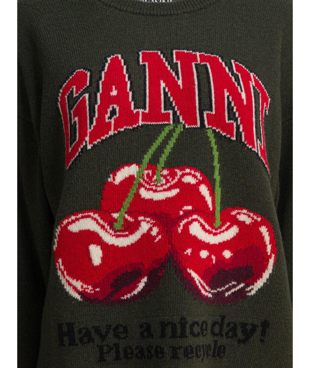 GANNI Зеленый шерстяной джемпер / свитер, фото 3