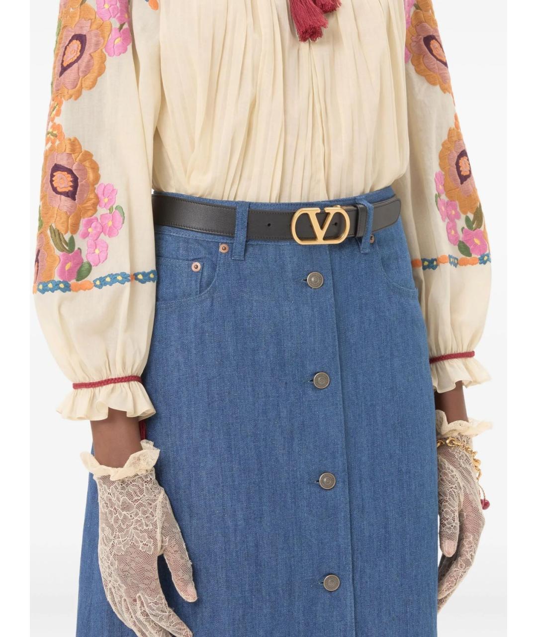 VALENTINO Черный кожаный ремень, фото 4