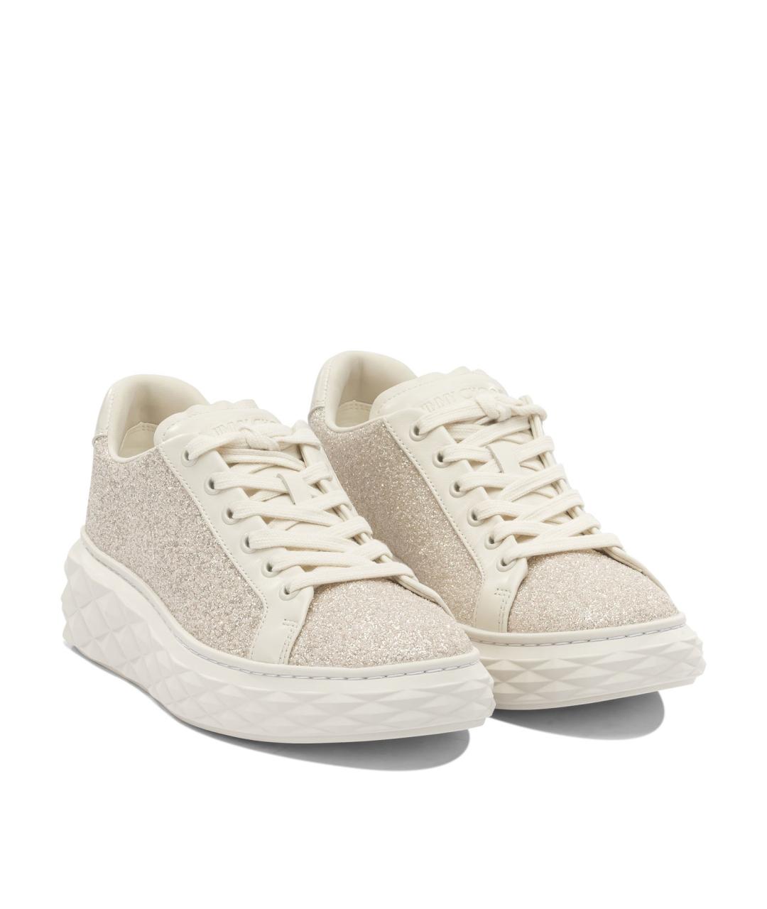 JIMMY CHOO Золотые кожаные кроссовки, фото 2