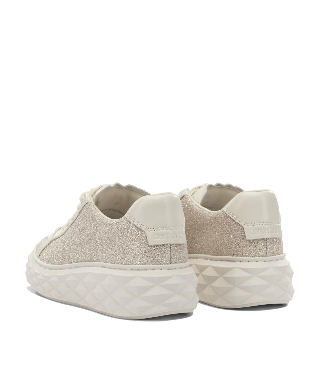 JIMMY CHOO Золотые кожаные кроссовки, фото 4