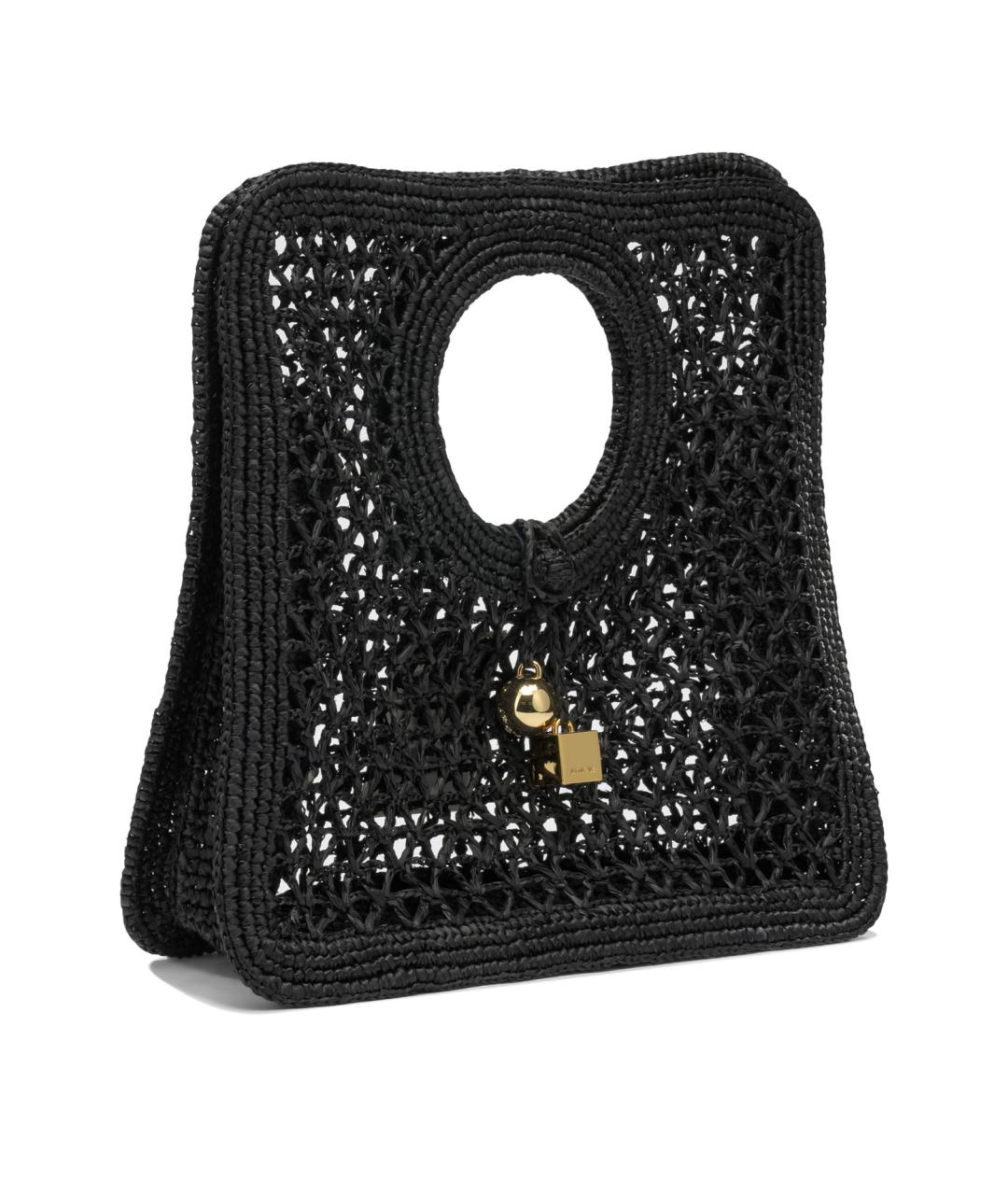 JACQUEMUS Черная пелетеная сумка с короткими ручками, фото 2
