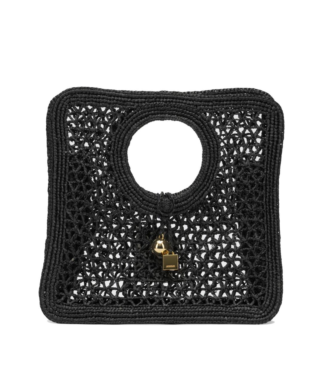 JACQUEMUS Черная пелетеная сумка с короткими ручками, фото 1