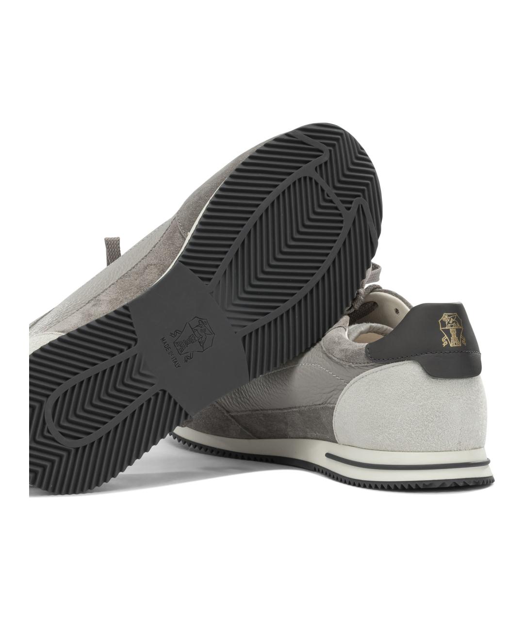 BRUNELLO CUCINELLI Серые кожаные низкие кроссовки / кеды, фото 5