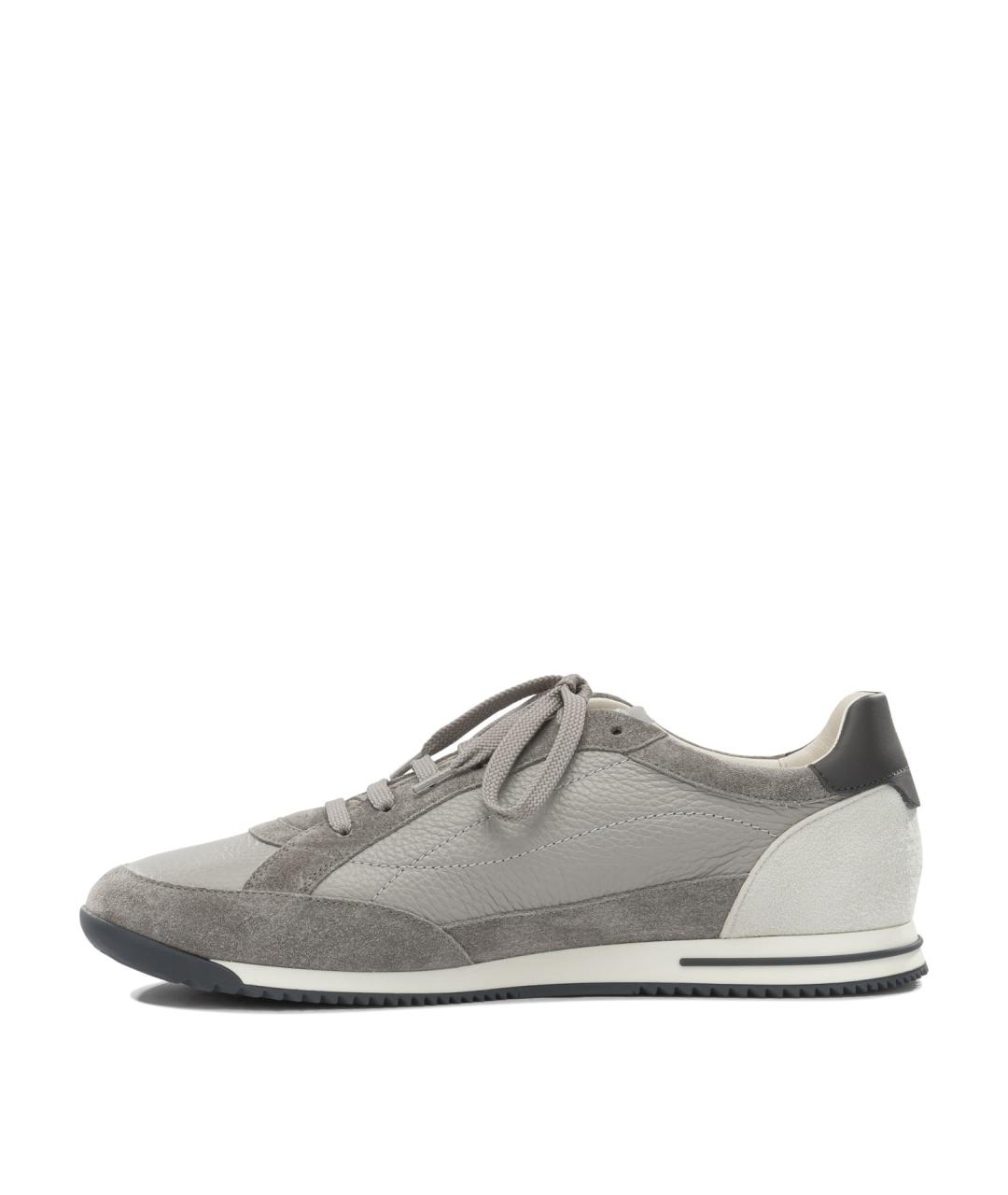 BRUNELLO CUCINELLI Серые кожаные низкие кроссовки / кеды, фото 3