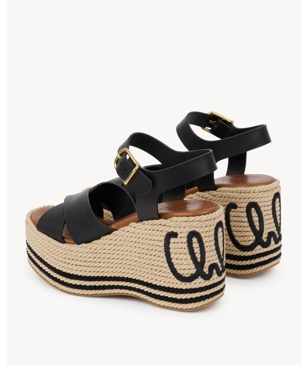 CHLOE Черные кожаные босоножки, фото 5