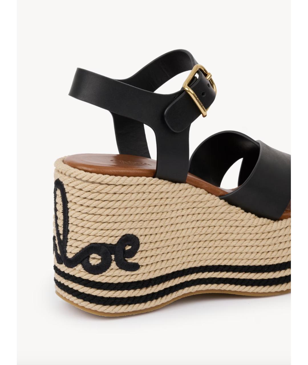 CHLOE Черные кожаные босоножки, фото 4