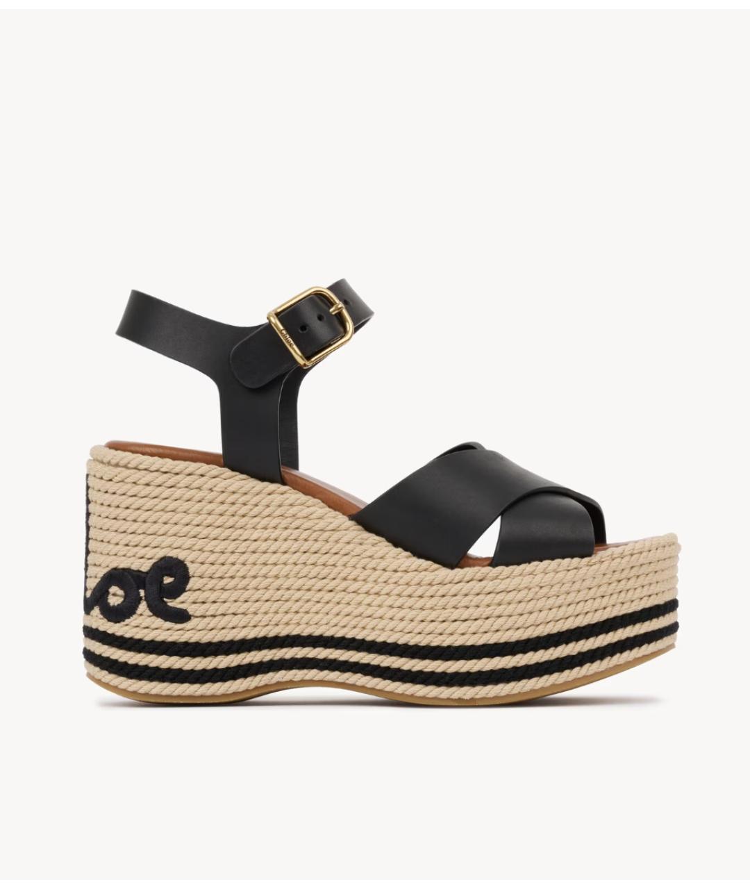 CHLOE Черные кожаные босоножки, фото 6