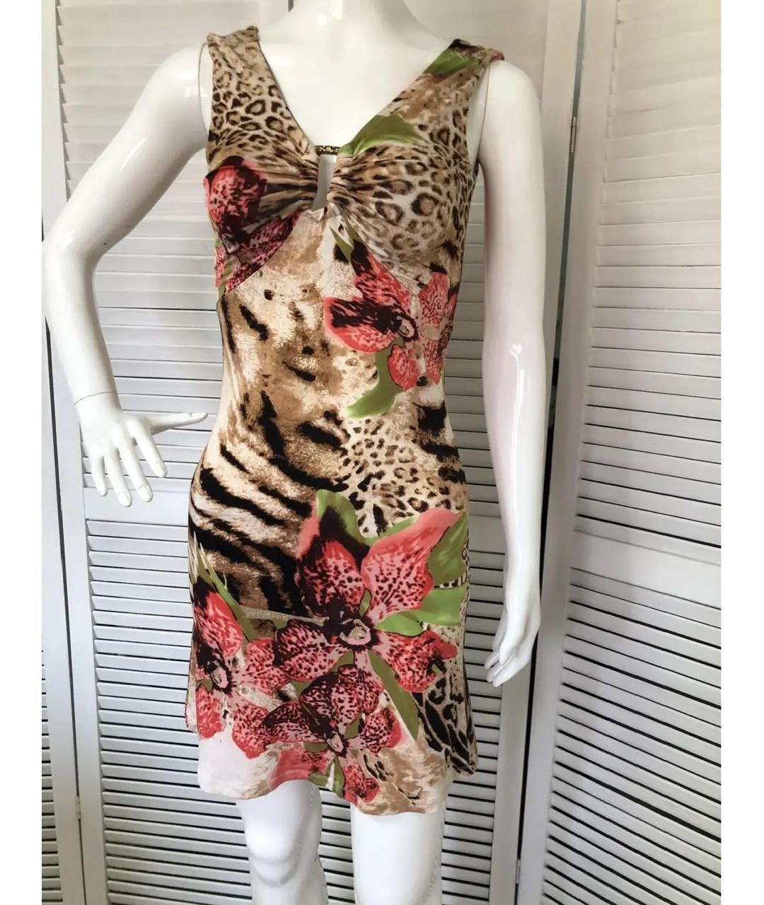 ROBERTO CAVALLI Мульти вискозное коктейльное платье, фото 9