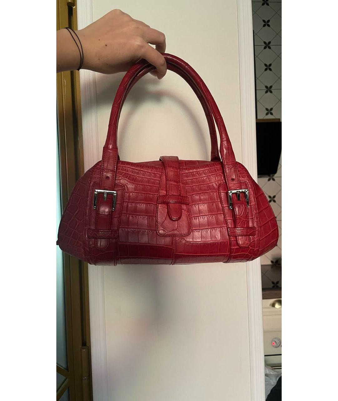 LOEWE Красная кожаная сумка с короткими ручками, фото 3