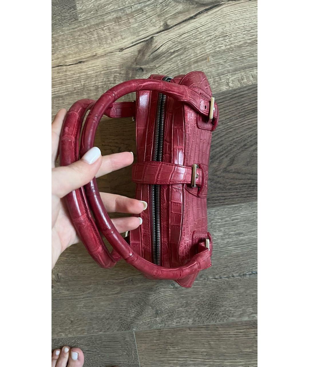 LOEWE Красная кожаная сумка с короткими ручками, фото 7