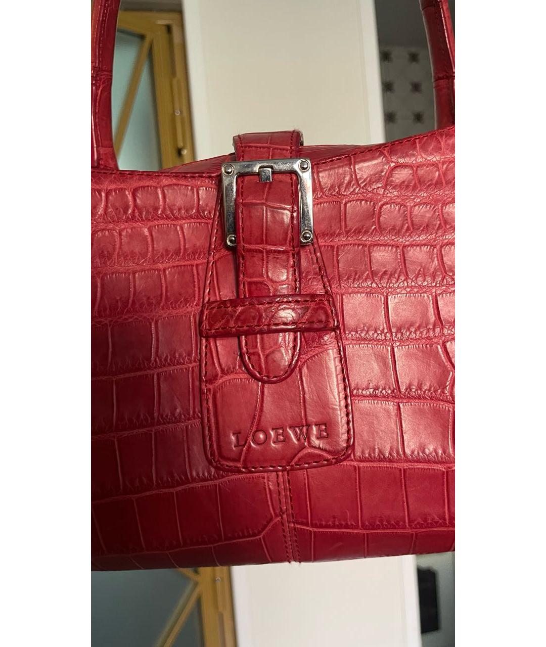 LOEWE Красная кожаная сумка с короткими ручками, фото 6