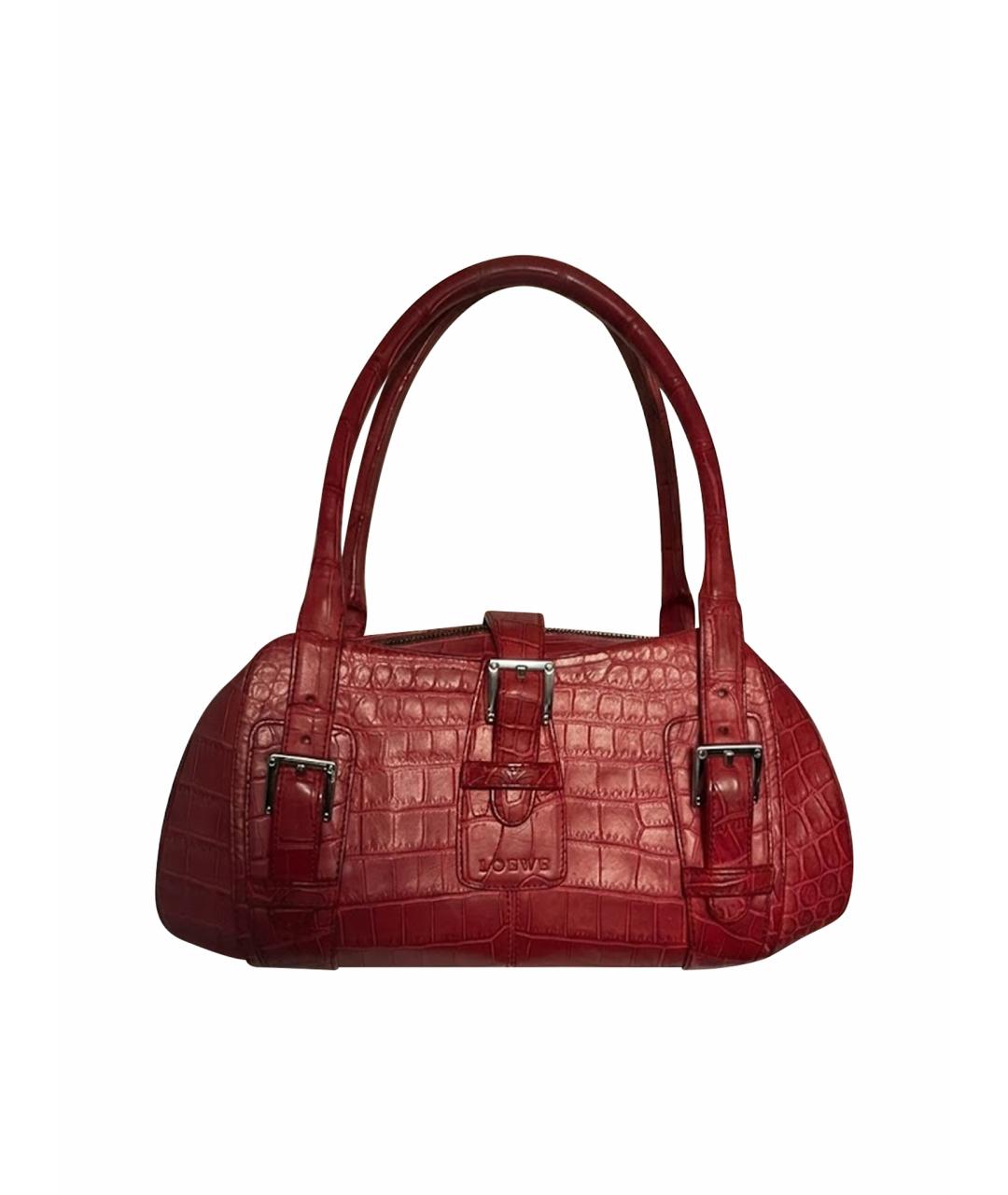 LOEWE Красная кожаная сумка с короткими ручками, фото 8