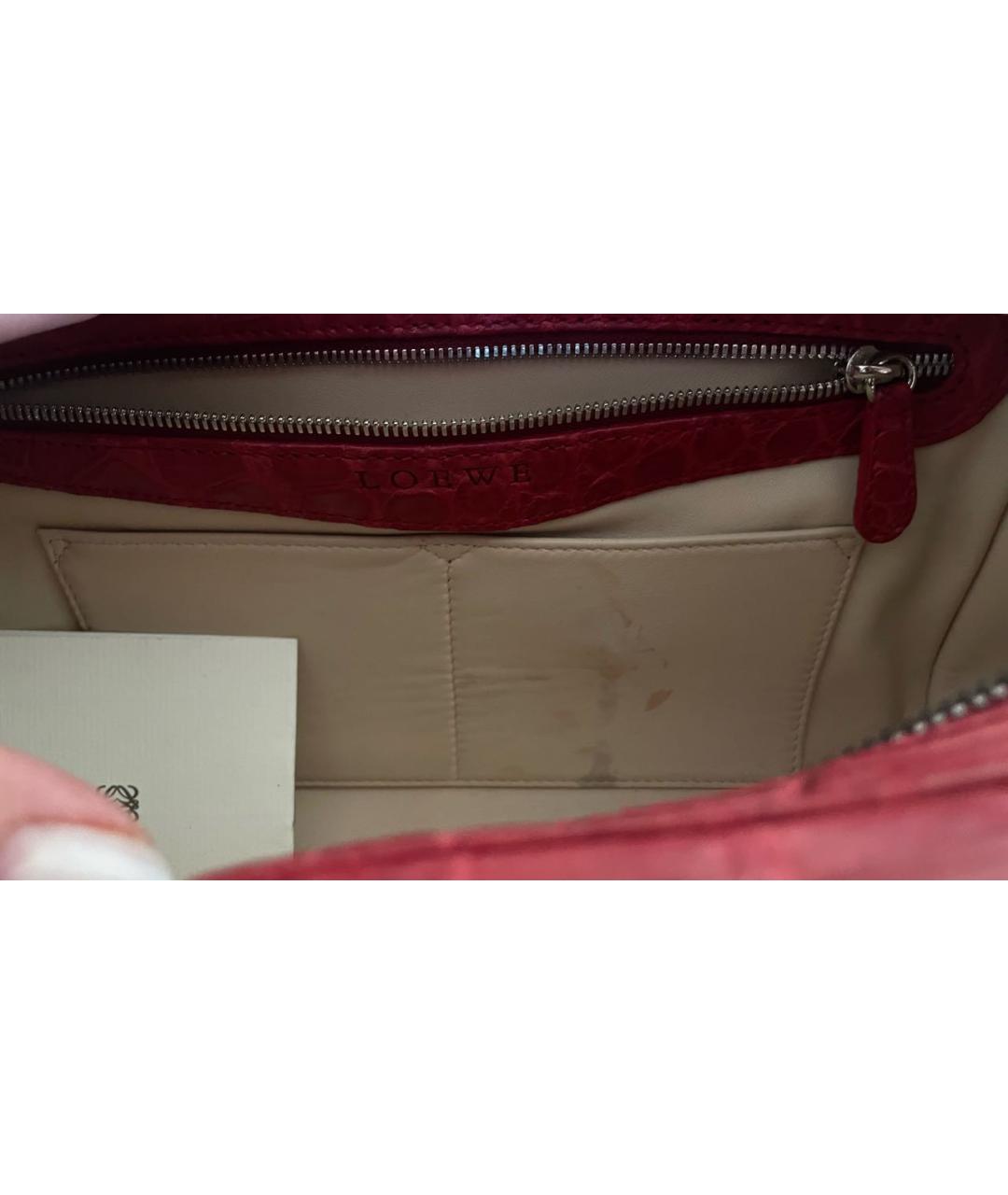 LOEWE Красная кожаная сумка с короткими ручками, фото 5