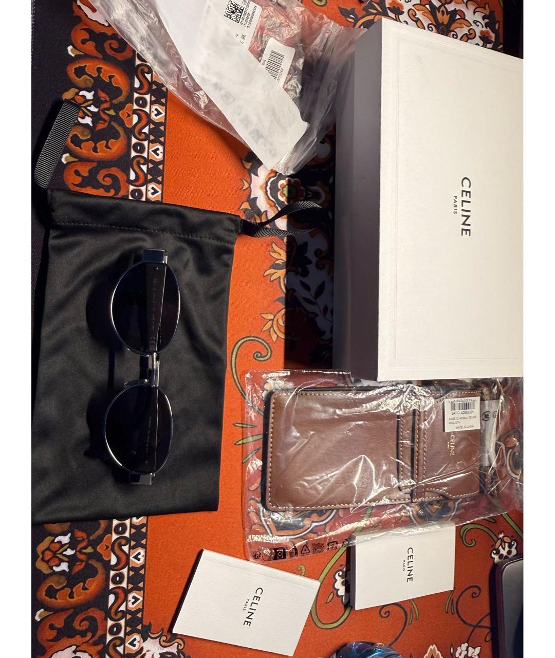 CELINE Серебряные металлические солнцезащитные очки, фото 4