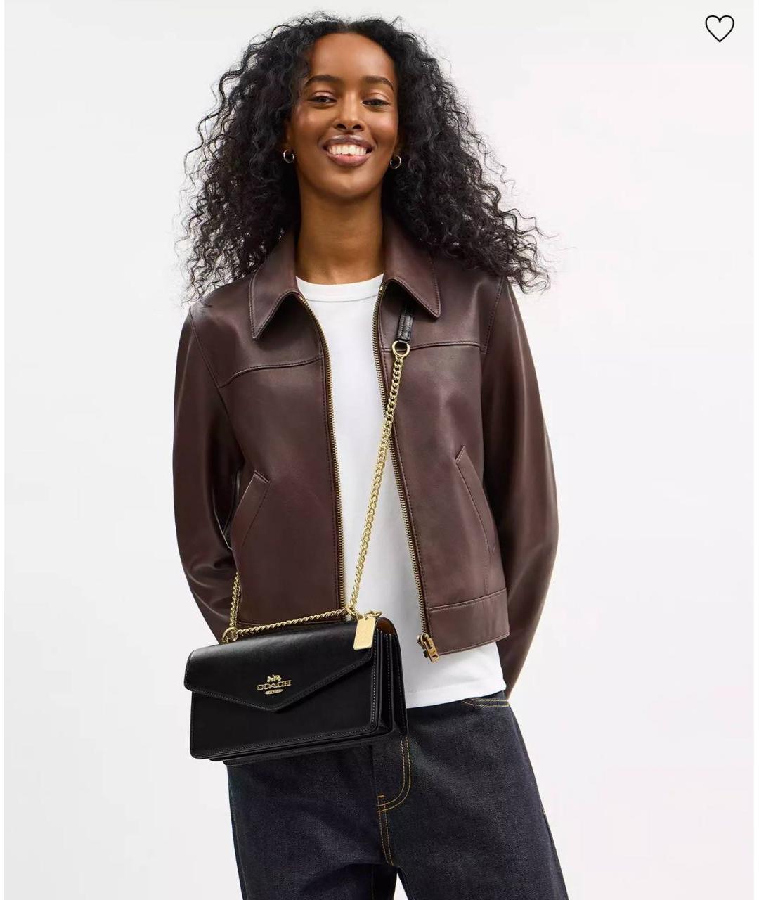 COACH Черная кожаная сумка через плечо, фото 3