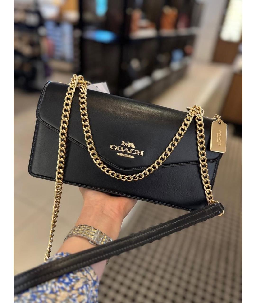 COACH Черная кожаная сумка через плечо, фото 7
