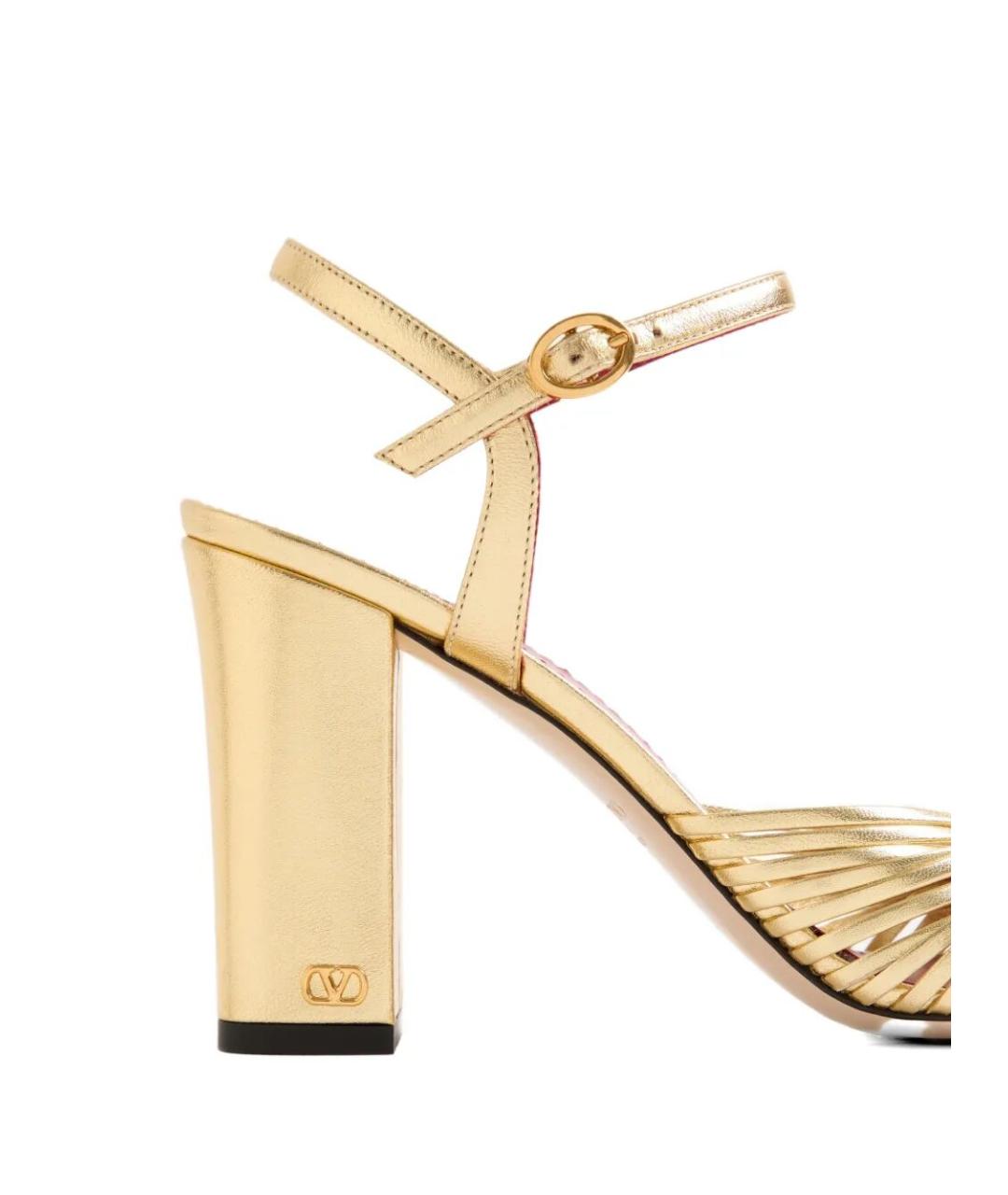 VALENTINO Золотые кожаные босоножки, фото 5