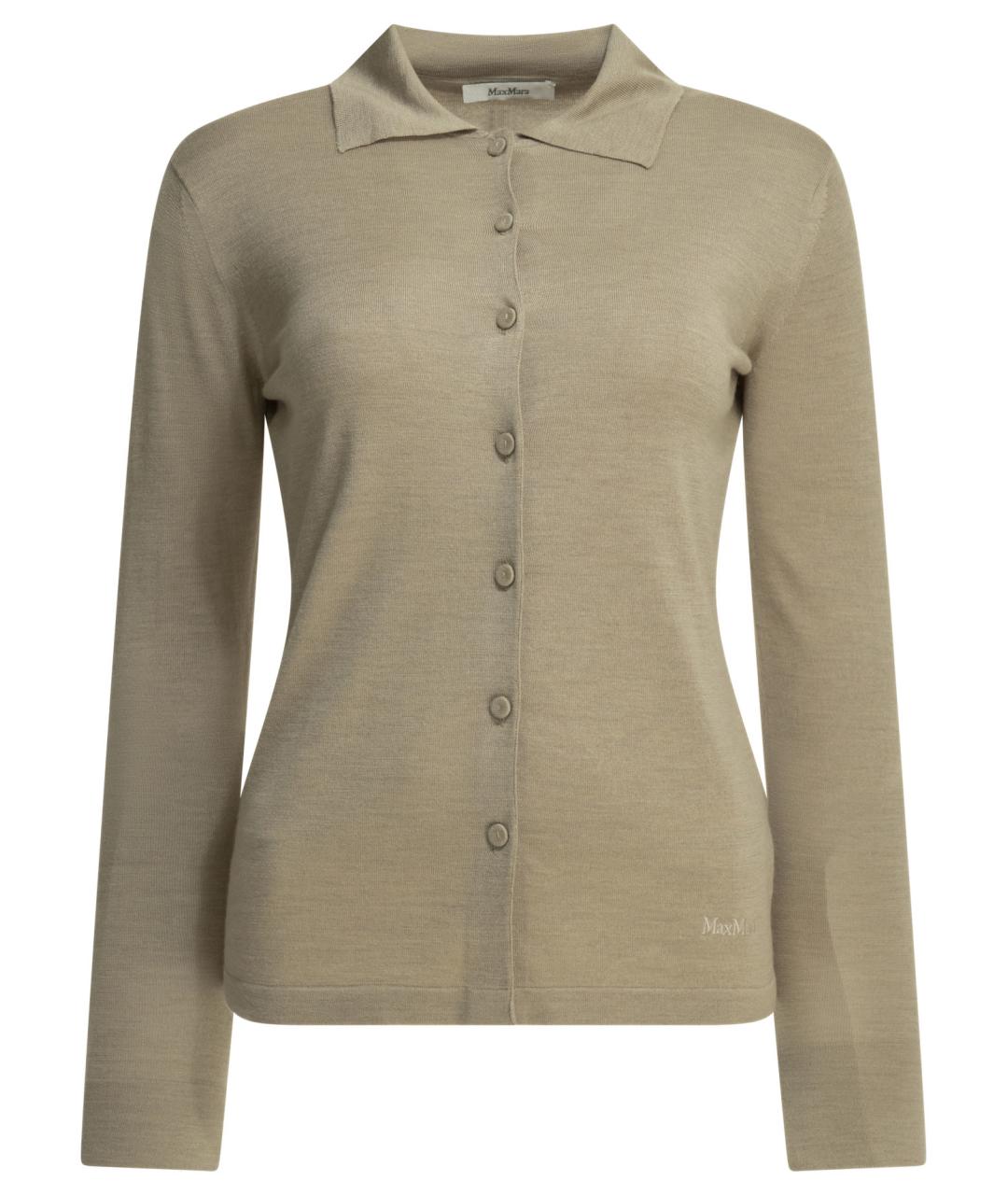 MAX MARA Бежевый шелковый кардиган, фото 1