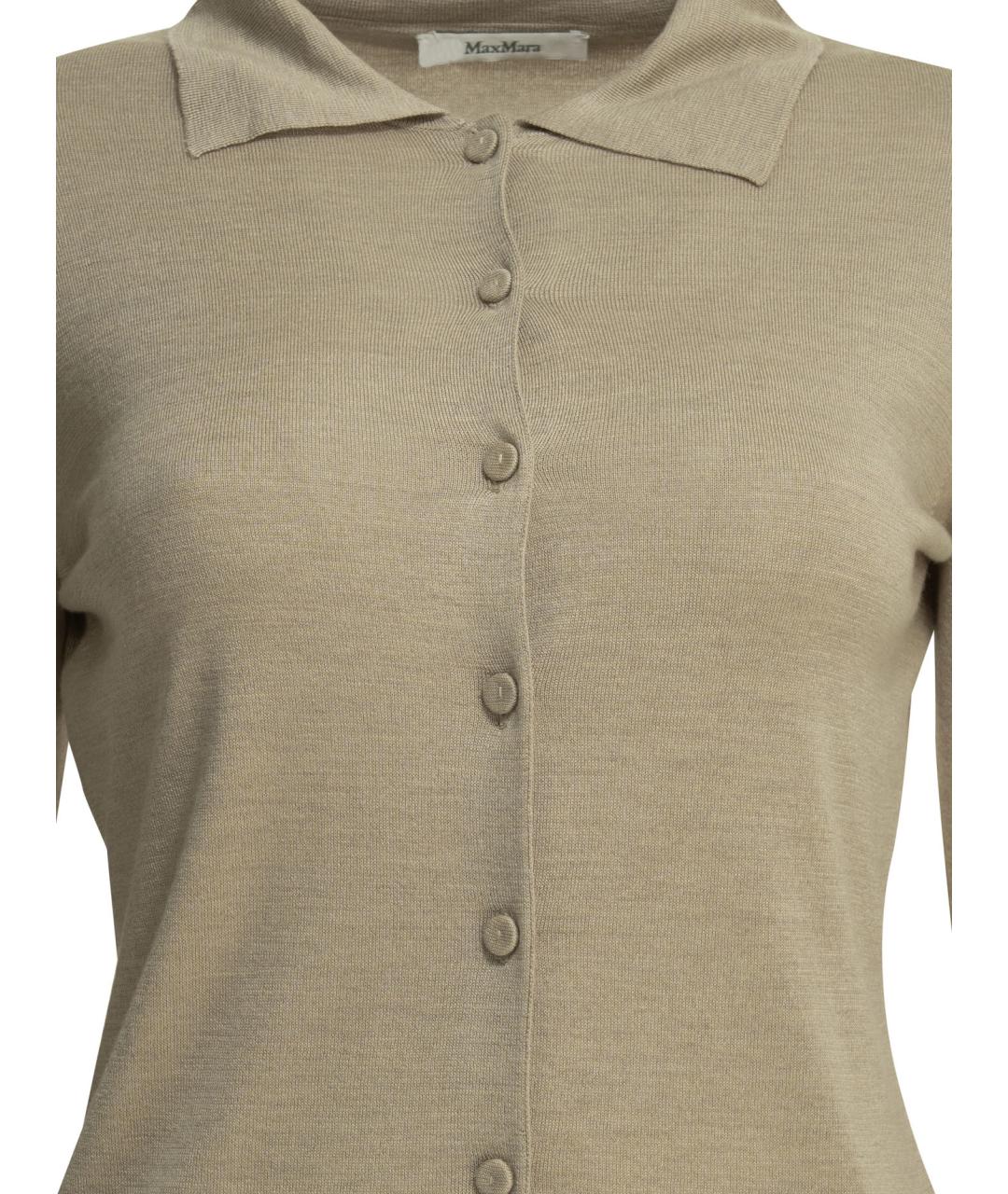 MAX MARA Бежевый шелковый кардиган, фото 3