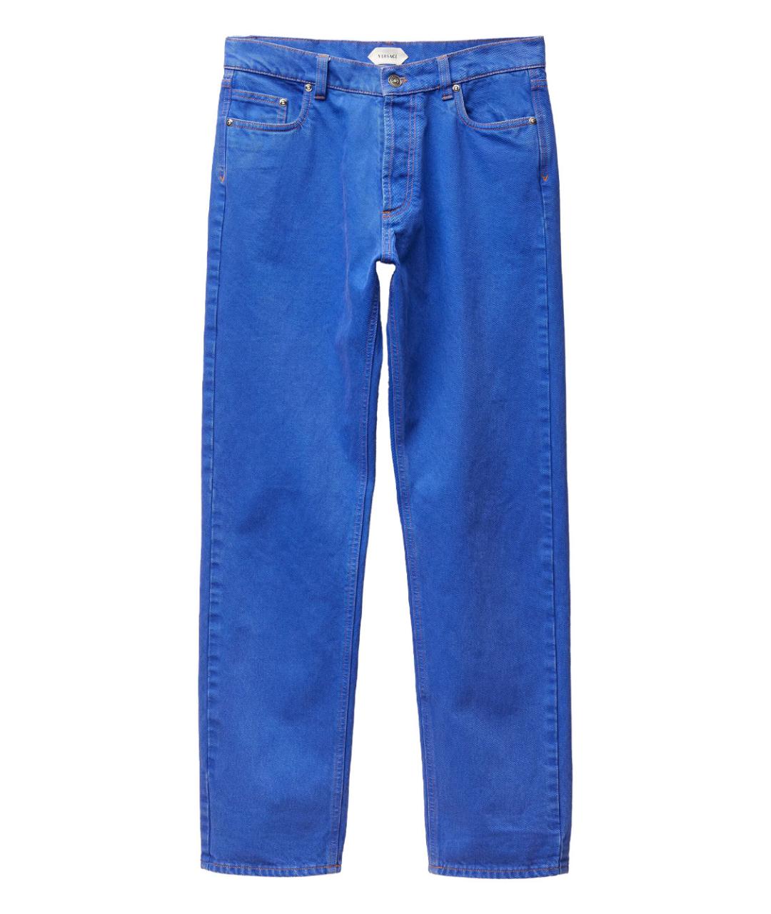 VERSACE Синие хлопковые прямые джинсы, фото 1