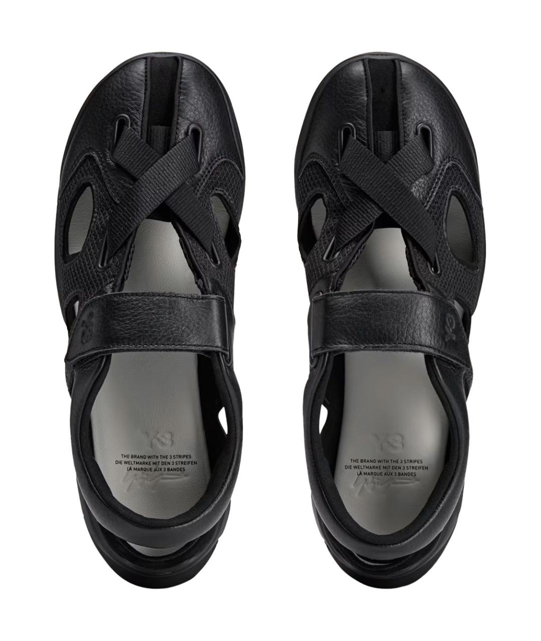 Y-3 Черные кожаные сандалии, фото 5
