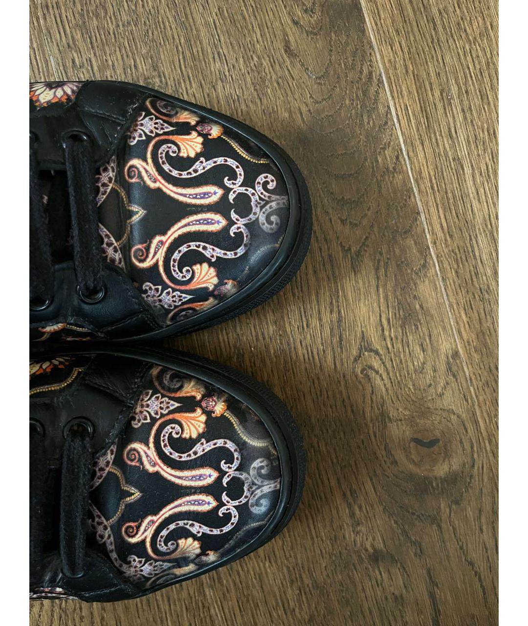 ETRO Черные кожаные кеды, фото 5