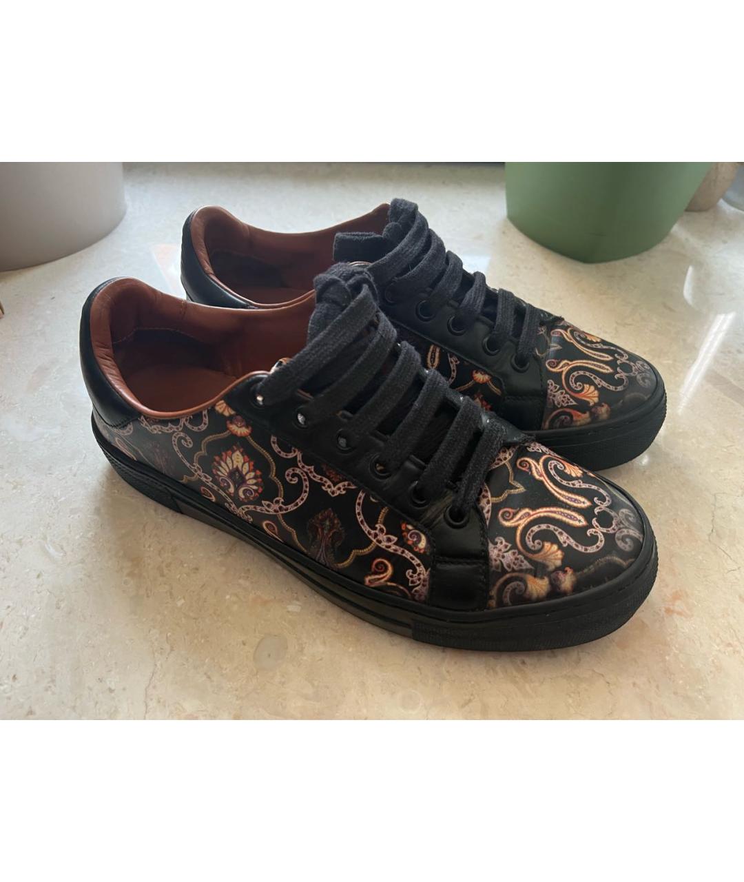 ETRO Черные кожаные кеды, фото 2