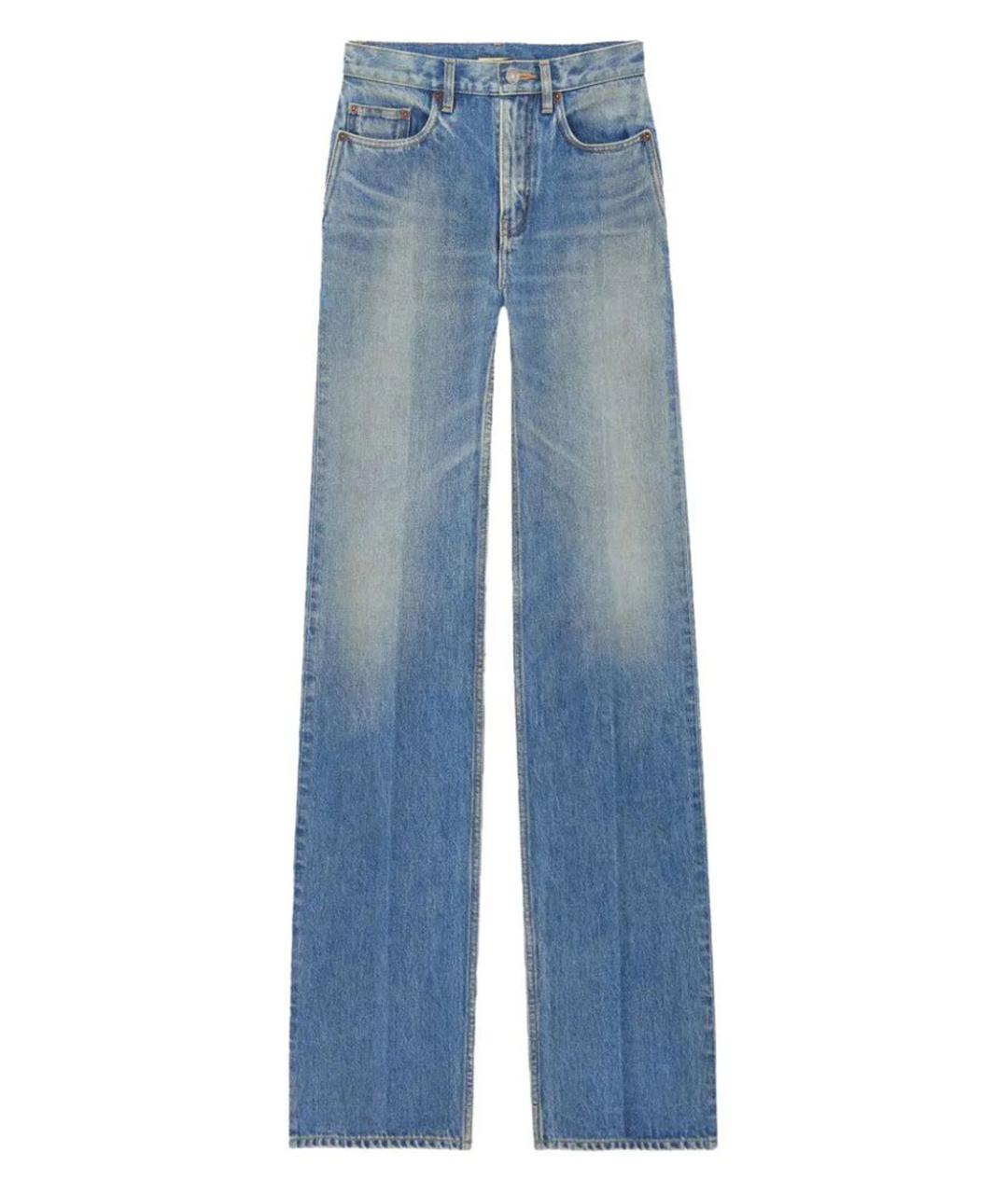SAINT LAURENT Голубые хлопковые прямые джинсы, фото 1