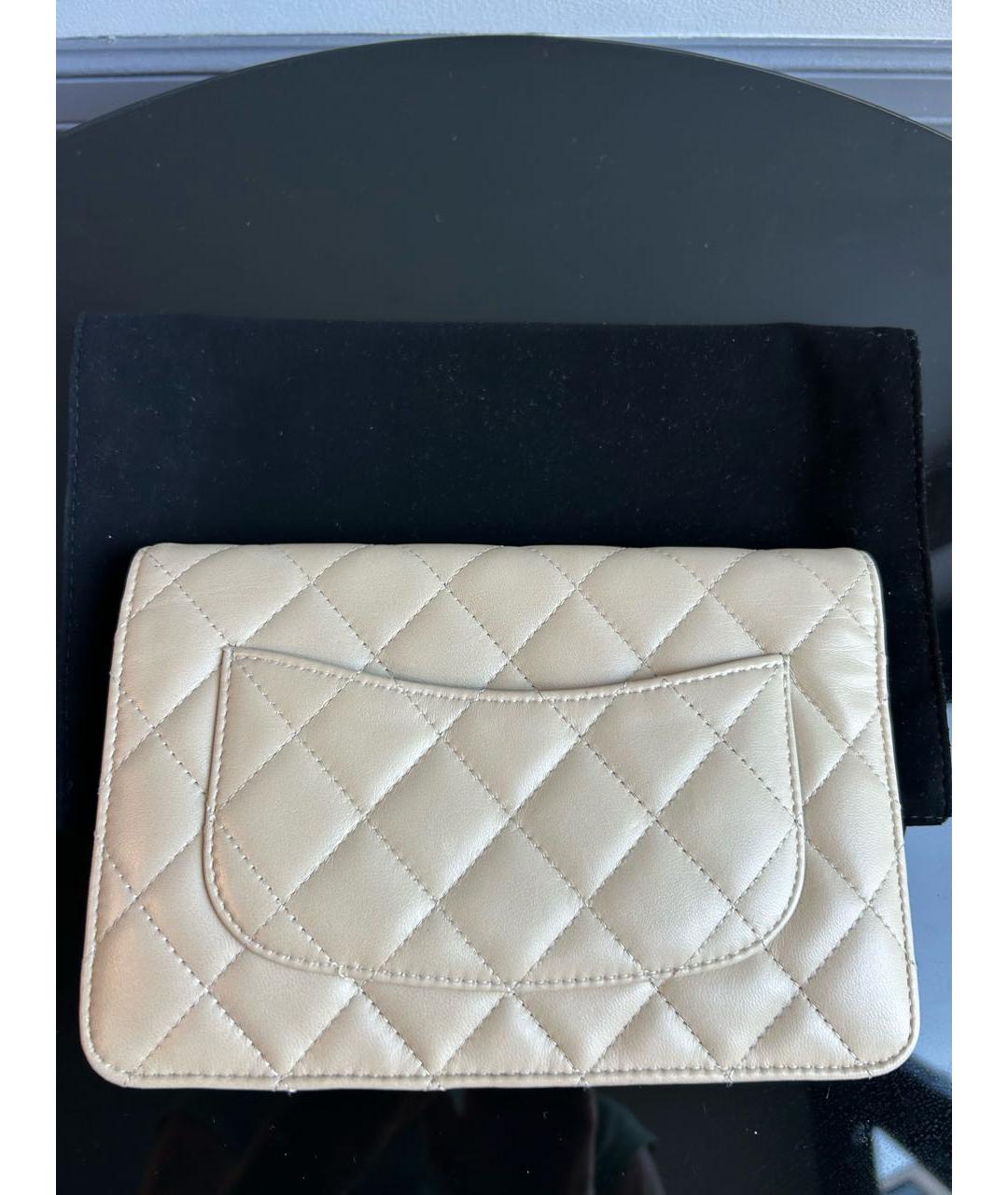 CHANEL Бежевая кожаная сумка через плечо, фото 4