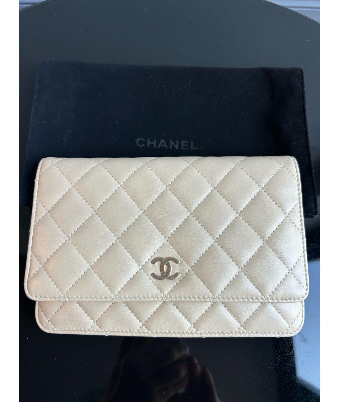 CHANEL Бежевая кожаная сумка через плечо, фото 2