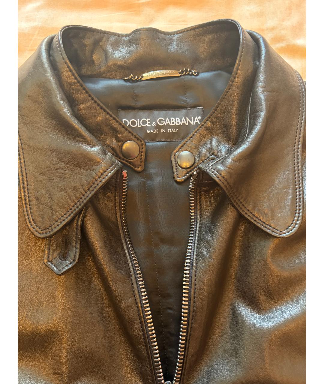 DOLCE&GABBANA Черная кожаная куртка, фото 3