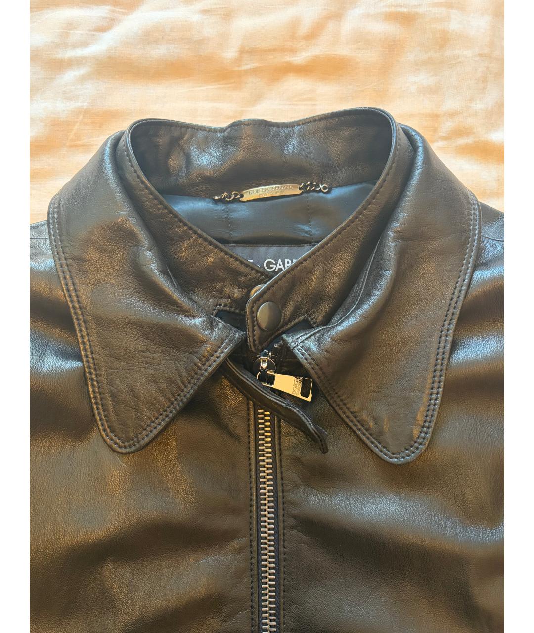 DOLCE&GABBANA Черная кожаная куртка, фото 4