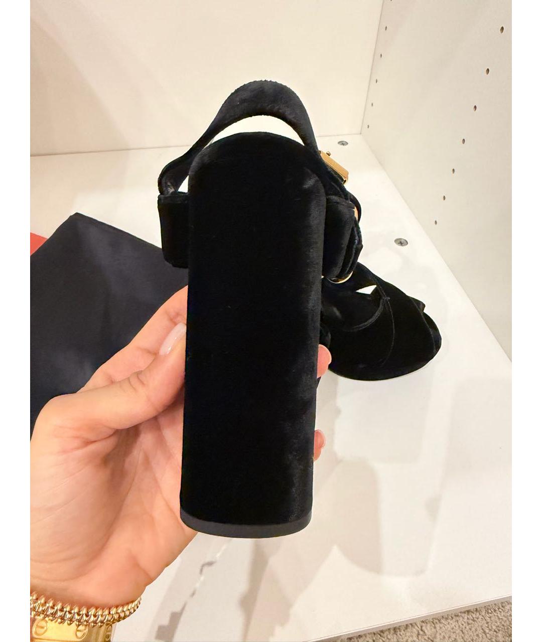 PRADA Черные бархатные босоножки, фото 6