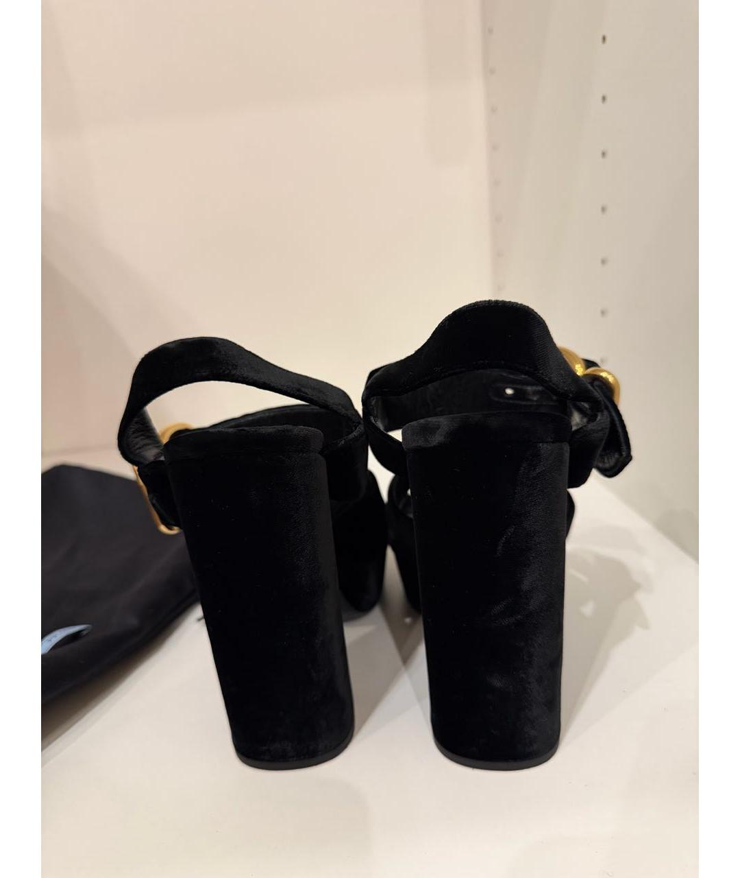 PRADA Черные бархатные босоножки, фото 4