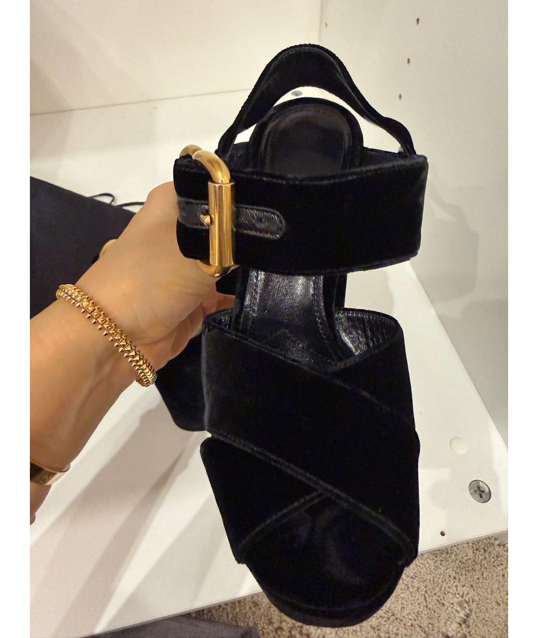 PRADA Черные бархатные босоножки, фото 7