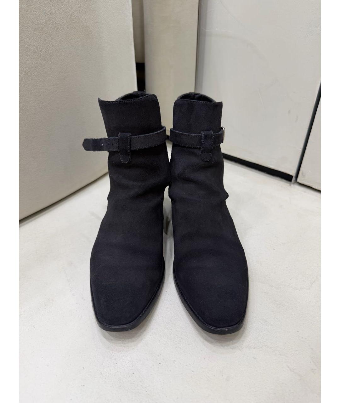 SAINT LAURENT Темно-синие замшевые ботинки, фото 2