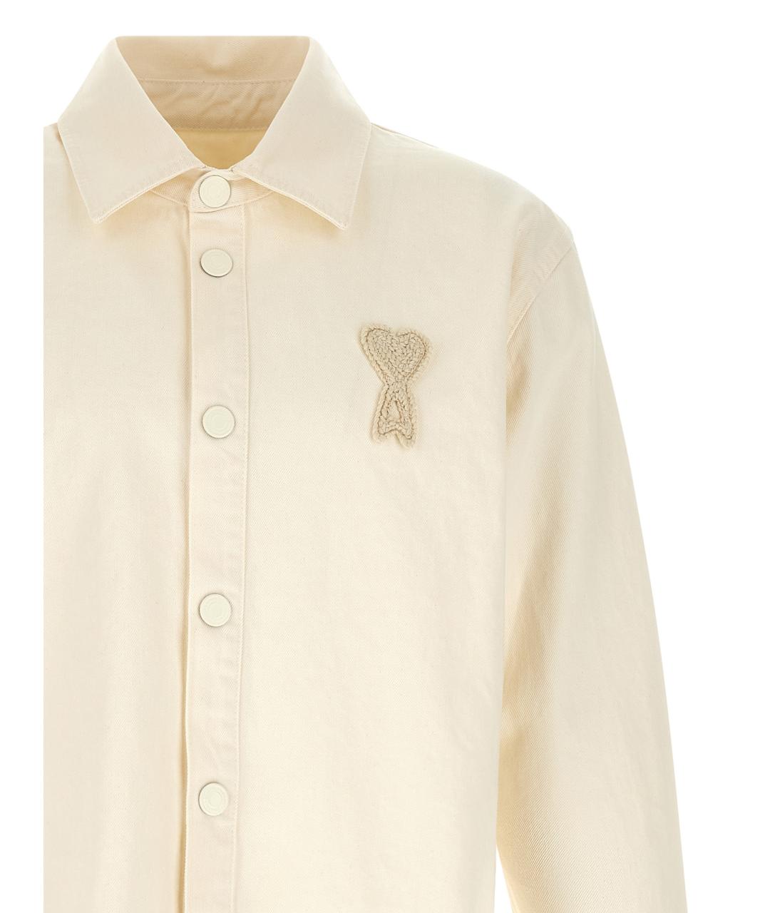 Ami Paris Бежевая хлопковая кэжуал рубашка, фото 3