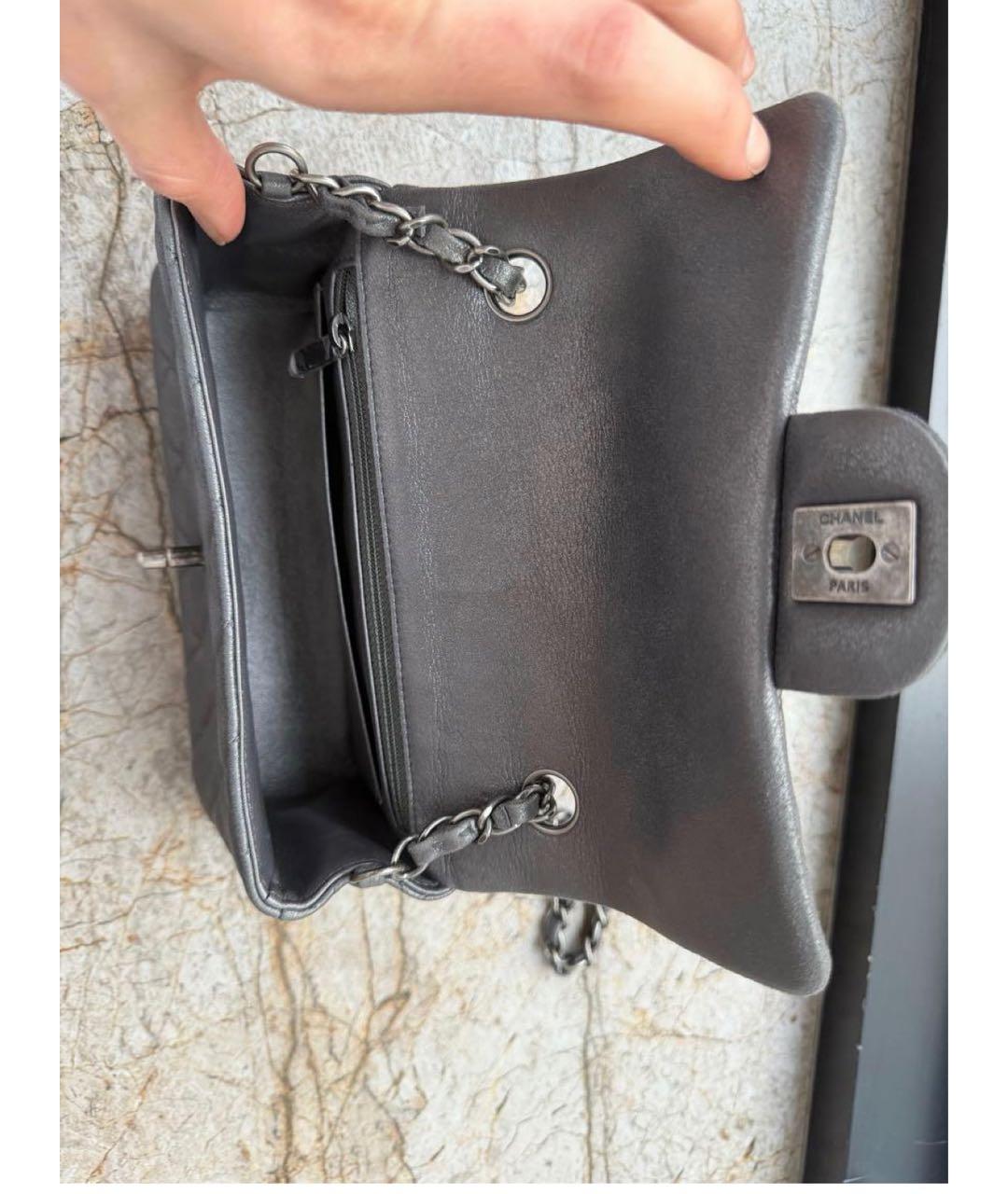 CHANEL Серая кожаная сумка через плечо, фото 4