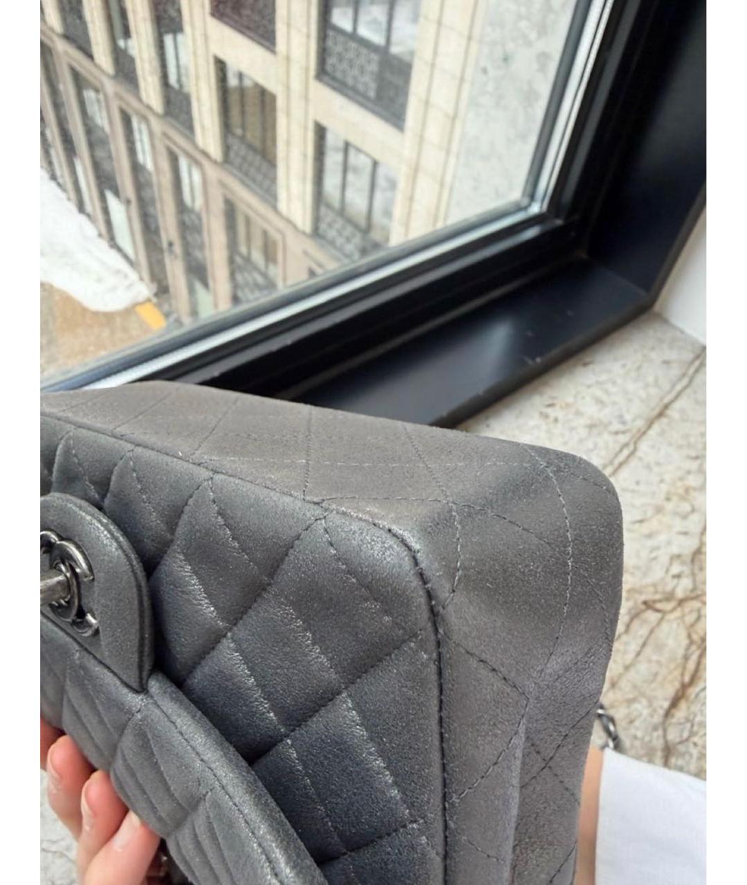 CHANEL Серая кожаная сумка через плечо, фото 6