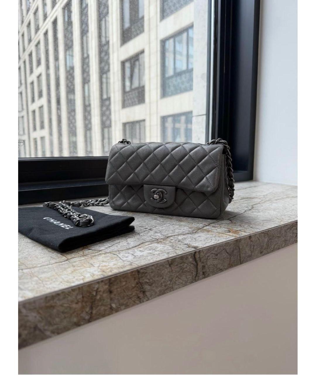 CHANEL Серая кожаная сумка через плечо, фото 2