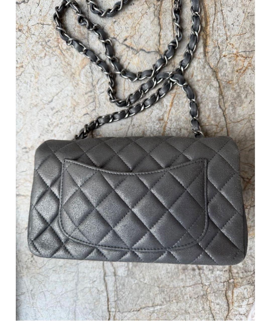 CHANEL Серая кожаная сумка через плечо, фото 3