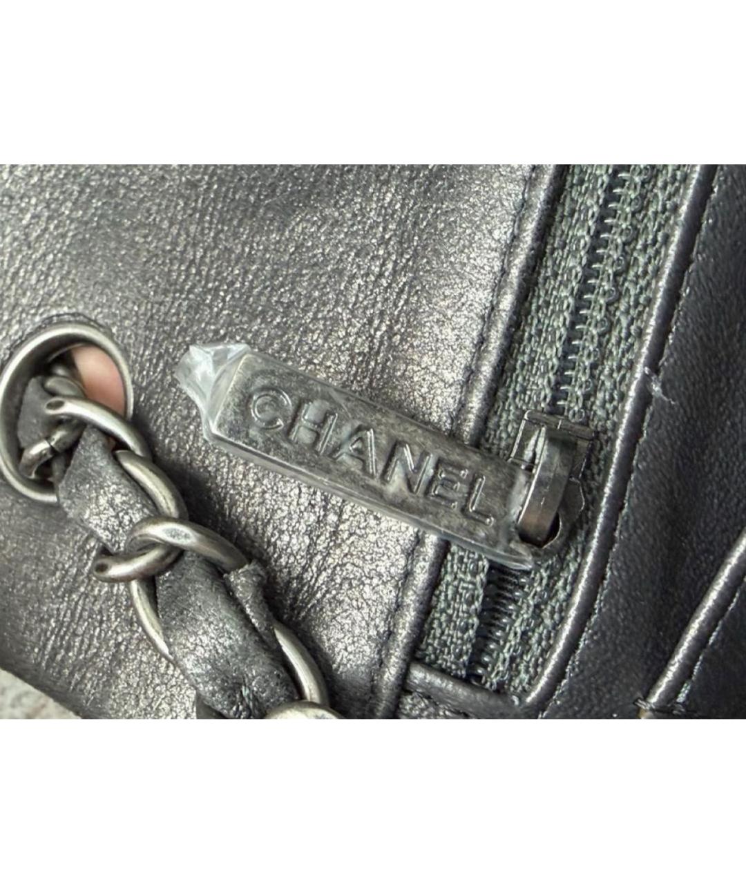 CHANEL Серая кожаная сумка через плечо, фото 7