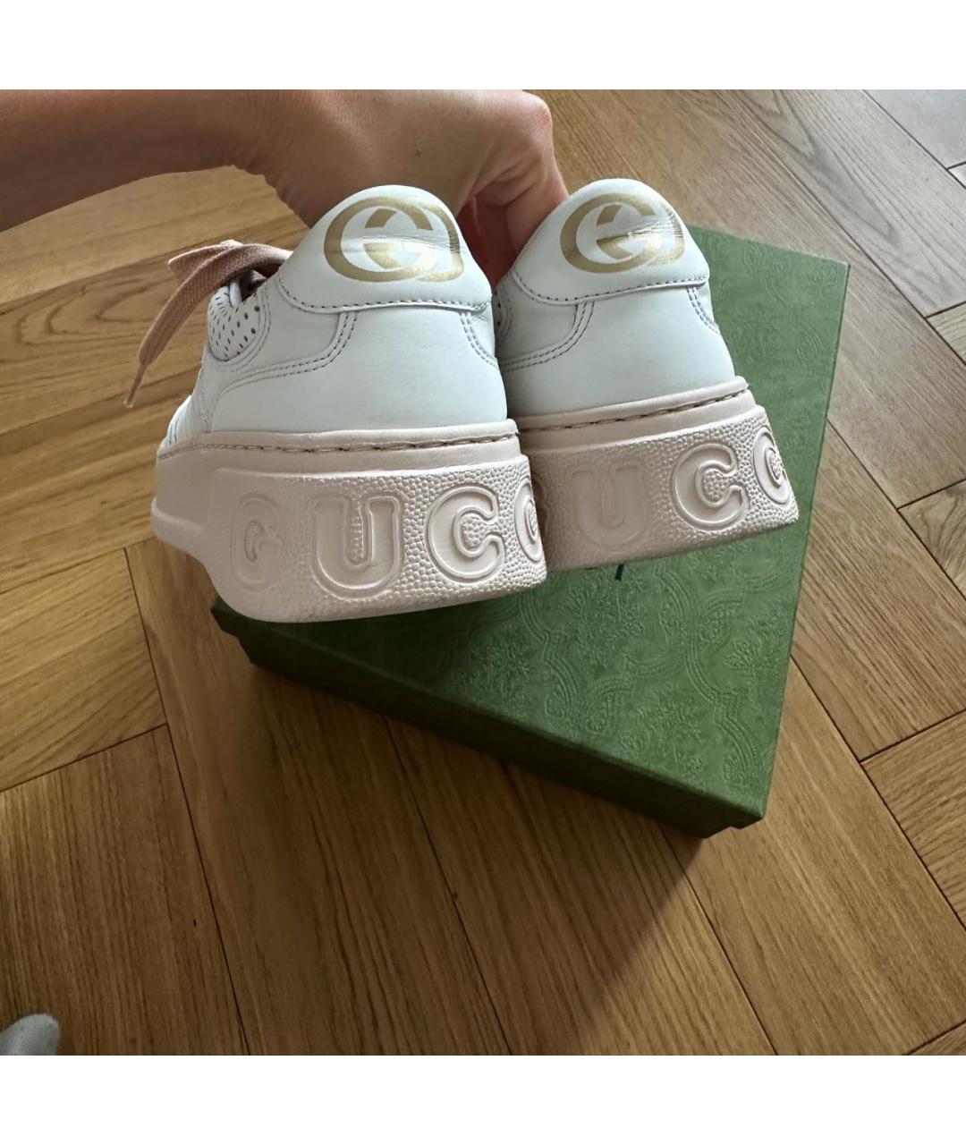 GUCCI Белые кожаные кеды, фото 4